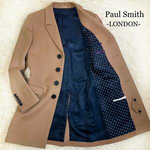 美品 Paul Smith London ポールスミス　ロンドン ロング　チェスターコート　M ドット柄 ウール100% 総裏　日本製 ビジネス　カジュアル