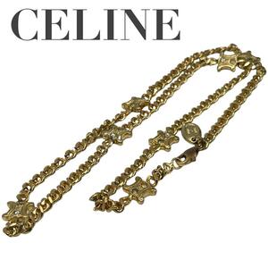 CELINE セリーヌ　トリオンフネックレス　ヴィンテージ　ラインストーン　金色