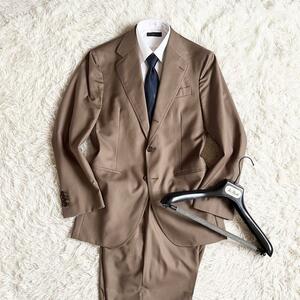 < beautiful goods >De petrillotepeto Lilo Camel wool suit size 46 M size business wedding 