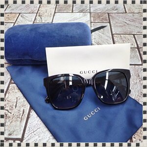 【 ほぼ未使用 】 グッチ サングラス GG0715SA 002 ブラック GG金具 ウェリントン サイズ 53□19 145 ケース付属 GUCCI