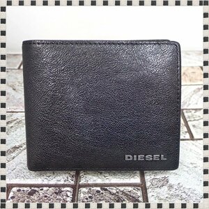 【 美品 】 ディーゼル 2つ折り 財布 レザー ブラック DIESEL