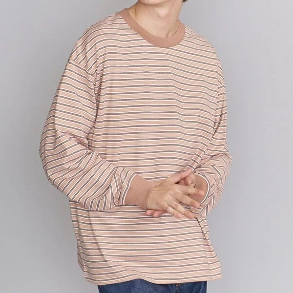 新品 BEAUTY & YOUTH UNITED ARROWS ユナイテッドアローズ ワイアード ボーダー ワイド カットソー ロンT Tシャツ M 管理番号F565Q121