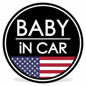 BABY IN CAR ステッカー / フラッグシリーズ / 耐水・耐候・日本製 〈アメリカ国旗〉