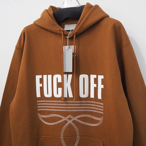 新品 定価154000円 ヴェトモン VTMNTS FUCK OFF 刺繍 フーディー 茶色 ブラウン メンズ レディース M L XL VETEMENTS スウェット パーカー