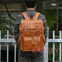 メンズ 本革 16インチPC対応 A4 レザー 大容量 多機能 革 男性鞄 リュックサック バックパック ビジネスリュック 通勤通学 旅行 出張_画像4