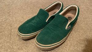 ☆売切☆VANS/バンズ/ヴァンズ/コーデュロイ/グリーン/緑/スリッポン/28cm/us10/オールドスクール/エラ/sk8/メンズ/スニーカー/