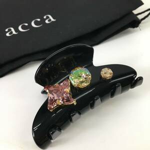 1スタ acca アッカ ヘアクリップ アクセサリー プラスチック ラインストーン ヘアクリップ ブラック 保存袋付き 菊MZ