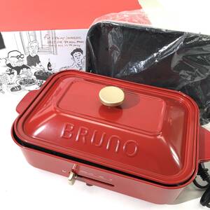 BRUNO ブルーノ コンパクトホットプレート BOE021 赤 レッド グリルプレート セラミックコート鍋 タコ焼き器 箱 説明書付き 24a菊TK