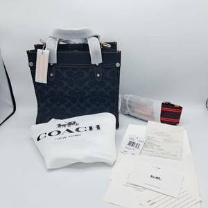 新品未使用　COACH CG091　コーチ トートバッグ 新作 シグネチャー デニム　ストラップ・ケアカード・レシート・タグ・保存袋