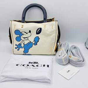 新品未使用（保管シワあり）　コーチ COACH×Disneyコラボ ミッキーマウス ローグ25 C6166　ケアカード・保存袋・ストラップ