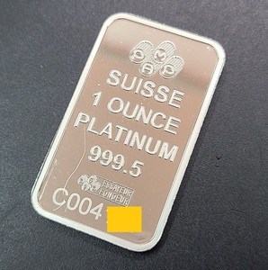 純プラチナ インゴット PT999 バー 1oz オンス 31.1g 白金 スイス PAMP PLATINUM 比重確認済 地金 資産