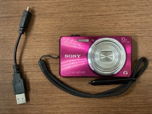 大「7678」SONY ソニー　Cyber-shot　DSC-WX170　コンパクトデジタルカメラ　ピンク　USBケーブル　バッテリー　液晶ヤケあり