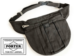 吉田カバン★PORTER ポーター ページ コットン ヘリンボーン ウエストバッグ ウエストポーチ★黒