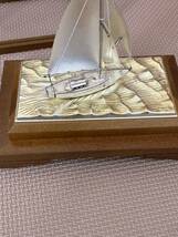 1円スタート　銀製 ヨット 帆船 シルバー ガラスケース 現状品_画像4
