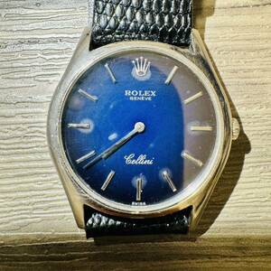 1円 ロレックス ROLEX チェリーニ Cellini 青文字盤 稼働品 腕時計 手巻き ブルー 18金 18k 無垢　