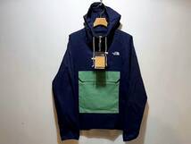 新品 本物 USA限定 The North Face ノースフェイス US-L ストレッチ アノラック ナイロンジャケット NVYｘGRN パッカブル_画像5