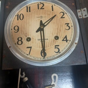 ●SEIKOSHA 柱時計 掛け時計 振り子時計 ボンボン時計 掛時計 昭和レトロ●ジャンクの画像2