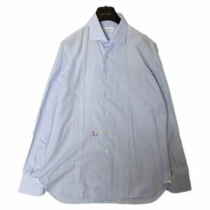 高級 「伊」マリアサンタンジェロ MARIA SANTANGELO ワイドカラーシャツ ドレスシャツ ライトブルー 43/XL相当 イタリア製 美品 J274