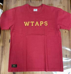 WTAPS ダブルタップス Tシャツ DESIGN SS/COLLEGE.TEE.COTTON.LOOPWHEEL 171ATDT-CSM04 デザイン ショートスリーブ カレッジロゴ レッド　S