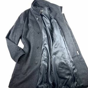 【未使用級 XL 極上 カシミヤ 極上トロトロ】バーニーズニューヨーク BARNEYS NEWYORK ロングコート メンズ 男 スタンドカラー 黒 ブラック