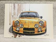 【正規品 絶版】Bowイラスト ポストカード アルピーヌルノー A110 1600S カーマガジン Alpine Renault A110 1600S 絵葉書 旧車 絵 _画像2