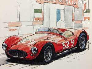 【正規品 絶版】Bowイラスト ポストカード マセラッティ A 6GCS カーマガジン Maserati A 6GCS 絵葉書 旧車