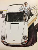 【正規品 絶版】Bowイラスト ポストカード ポルシェ 911 カーマガジン Porsche 911 絵葉書 旧車 絵_画像1