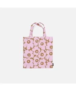 ★税・送料なし★【未使用品】Marimekko／ Unikko ファブリックバッグ【日本限定】（ ピンク×ベージュ）