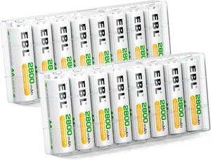 単3電池 16本 EBL 単3電池 充電式 2800mAh 単3充電池 16本パック 単三電池 充電式電池 収納ケース付き充電池 