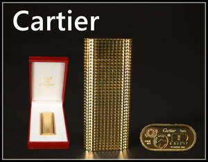【美】ZA953 カルティエ 【Cartier】 PARIS ゴールド ガスライター／共箱付 美品！ｒ