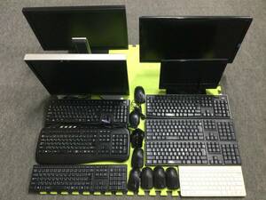 【N4593/140/0】ジャンク★液晶モニター 4台★キーボード7台★マウス8個★PCモニター★ゲーミング★BenQ★DELL★BUFFALO★まとめ★セット★