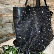 1円【至高の逸品】JIMMY CHOO ジミーチュウ トートバッグ ビジネスバッグ ワンショルダーバッグ スタッズ グレー系 正規品 1スタ_画像5