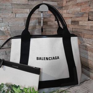 1円【ほぼ未使用！】BALENCIAGA バレンシアガ カバス トートバッグ ハンドバッグ レザー キャンバス ポーチ付き 1スタ