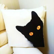 クッションカバー　猫柄　黒猫　ひょっこり　45×45cm インテリアに_画像1