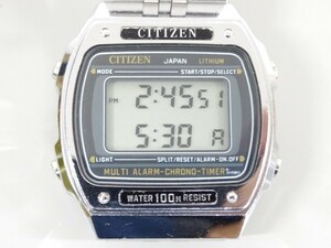 ジャンク CITIZEN シチズン P100-311469TA マルチアラーム クロノタイマー デジタル 腕時計 シルバー 銀