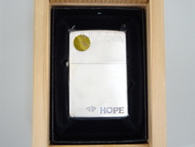 新品 未使用品 2012年製 ZIPPO ジッポ HOPE ホープ NIPPON JT 懸賞品 シルバー 銀 オイル ライター 喫煙 USA 木箱付き _画像1