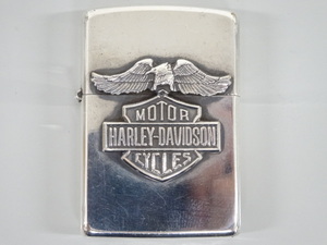 1994年製 ZIPPO ジッポ HERLEY DAVIDSON ハーレーダビッドソン MOTOR CYCLES 立体 メタル貼り シルバー 銀 オイル ライター 喫煙 USA