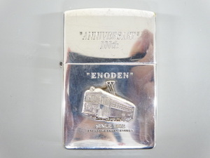 2002年製 ZIPPO ジッポ ENODEN 江ノ電 ANNIVERSARY 100th 100周年 立体 メタル貼り シルバー 銀 オイル ライター 喫煙 USA