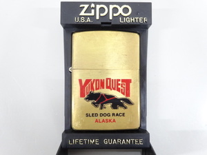 新品 未使用品 1995年製 ZIPPO ジッポ SOLID BRASS ソリッドブラス YUKON QUEST ユーコン クエスト ゴールド 金 真鍮 オイル ライター USA