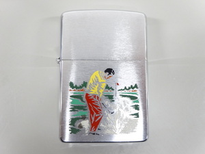 1979年製 ZIPPO ジッポ GOLF ゴルフ ゴルファー 70's 70年代 イタリック 斜めロゴ 筆記体 シルバー 銀 オイル ライター USA ヴィンテージ