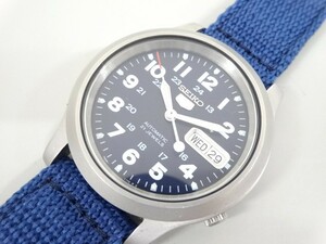 ジャンク SEIKO セイコー 5 ファイブ 7S26-02J0 21石 裏スケルトン 自動巻き デイデイト メンズ 腕時計 ミリタリー