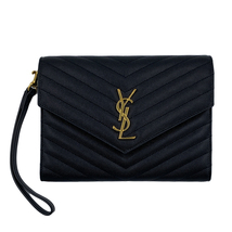 SAINTLAURENT サンローラン　Vステッチ　モノグラム　クラッチバッグ　ブラック　中古A【辻屋質店B2329】_画像9