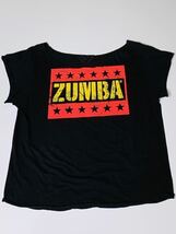 ZUMBA ズンバ 正規品 シャツ Tシャツ トップス リメイク ダンス エアロ フィットネス ブラック 黒 スタジオ ボクシング ジム スター 星_画像9