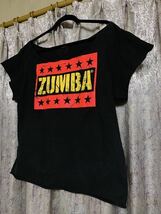 ZUMBA ズンバ 正規品 シャツ Tシャツ トップス リメイク ダンス エアロ フィットネス ブラック 黒 スタジオ ボクシング ジム スター 星_画像5