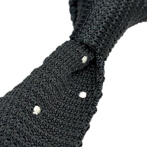 トラッド　メンズ　新品未使用　ニットタイ　 knit tie　ブラック×ピュアホワイトドット