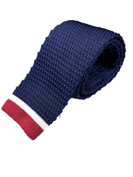 トラッド　メンズ　新品未使用　ニットタイ　 knit tie　ネイビー系×アンダーライン