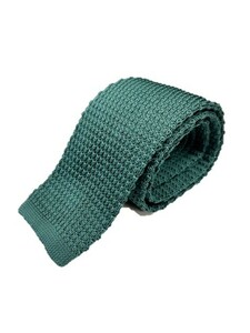 トラッド　メンズ　新品未使用　ニットタイ　 knit tie　グリーン×無地織り