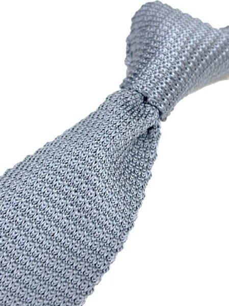 トラッド　メンズ　新品未使用　ニットタイ　 knit tie　ブルーグレー×無地織り