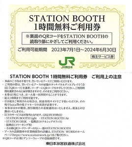 STATION BOOTH　1時間無料券　10枚set　～5組迄　2024年6月末迄有効　JR東日本・株主優待券