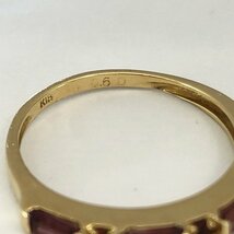 K18 リング 石付 赤紫 指輪 総重量 約1.8g 約12号 18金 18K GOLD ゴールド 貴金属 刻印 アクセサリー_画像5